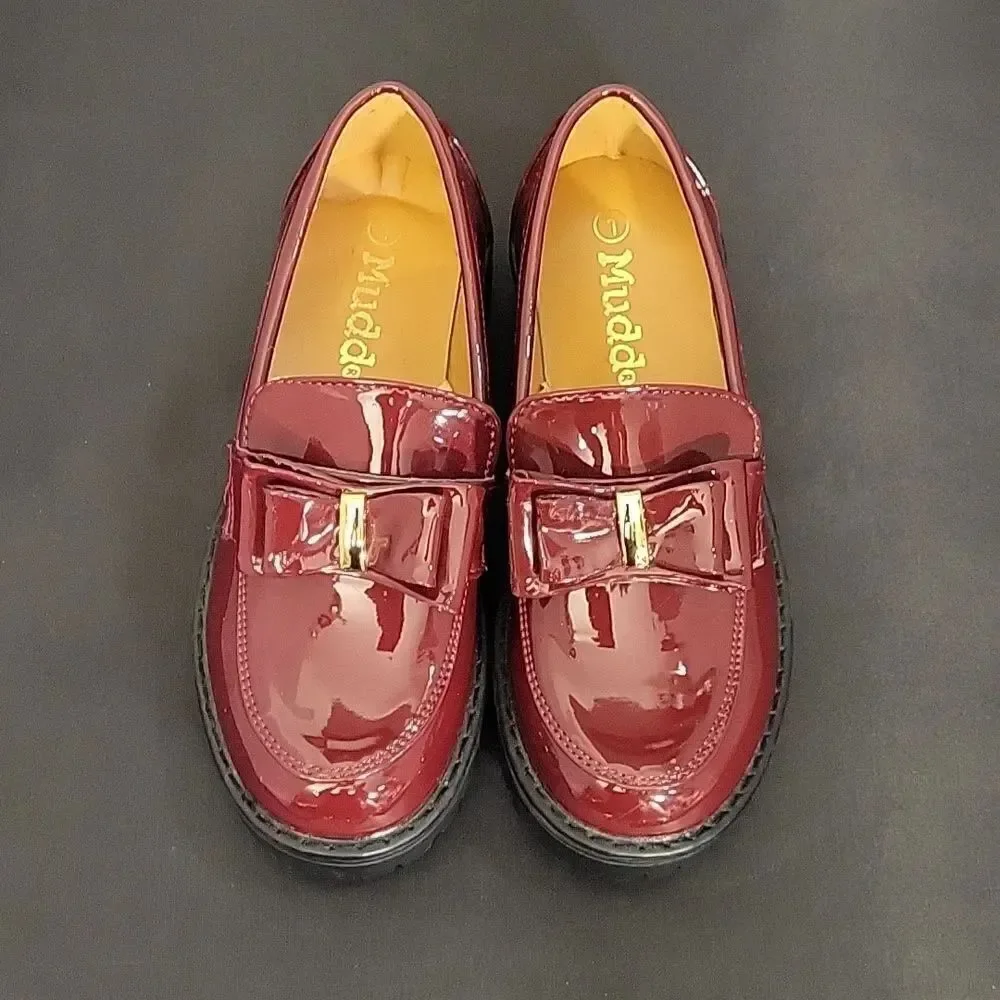 BRAND NEW MUDD BOWNOT CHUNKY HEEL PLATFORM LOAFERS